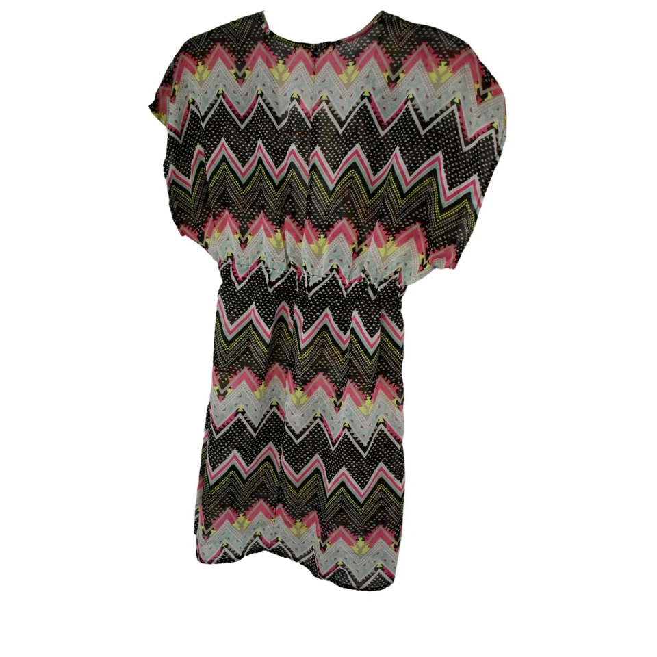 Nuevo con etiquetas Traje de baño para mujer Miken Chevron estampado cintura imperio encubrimiento nuevo talla XL Foto 2 de 4