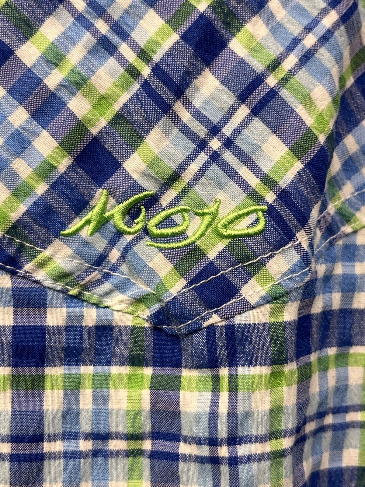 Mojo Fishing Shirt Adult 2XL XXL Button Down Casual Blue Green Pockets