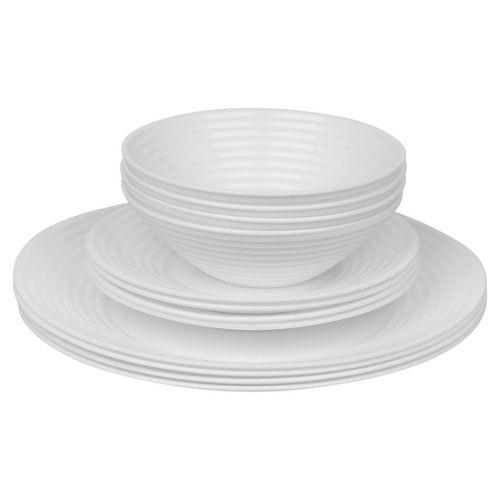 12/24pc White Opal Vienna Glass Dinner Set Plates Soup Bowls Dinnerware for 4 8 - Picture 5 of 11