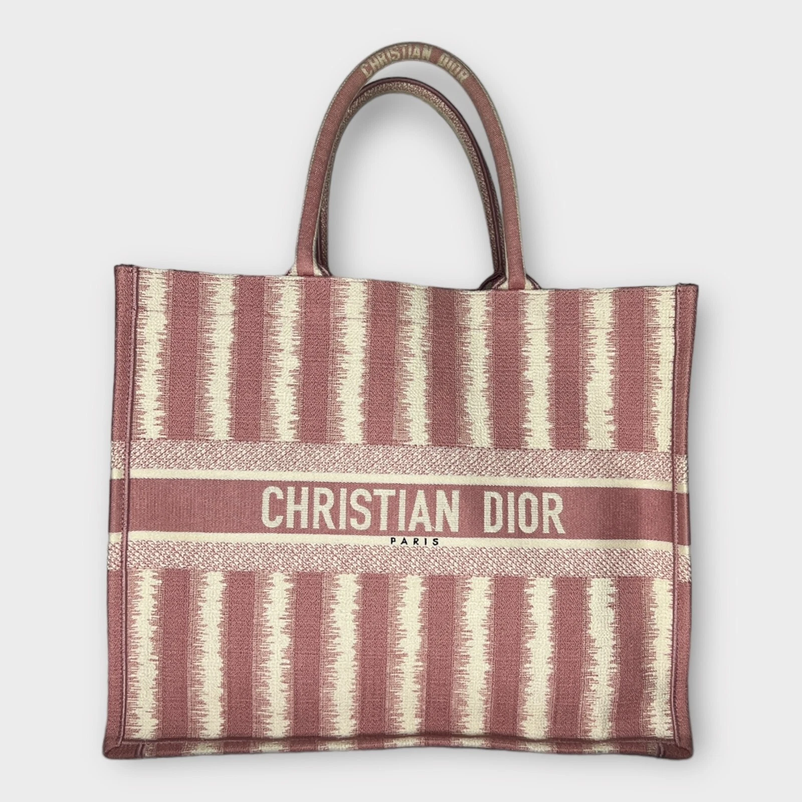 Sac fourre tout Christian Dior Book à rayures roses