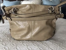 Coach Sholder Bag, Patent Leather Beige