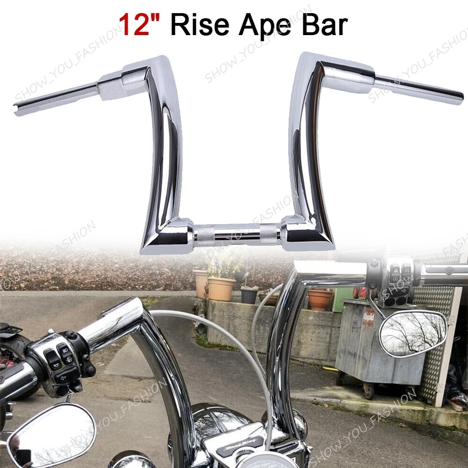 DNA MONSTER 12 " Rise 2" Ape Hanger Handlebar For Harley Dyna Glide FXS Touring Foto 2 de 4