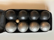 8 ball 73mm Metal Bocce set with 4 black and 4 sand grey balls