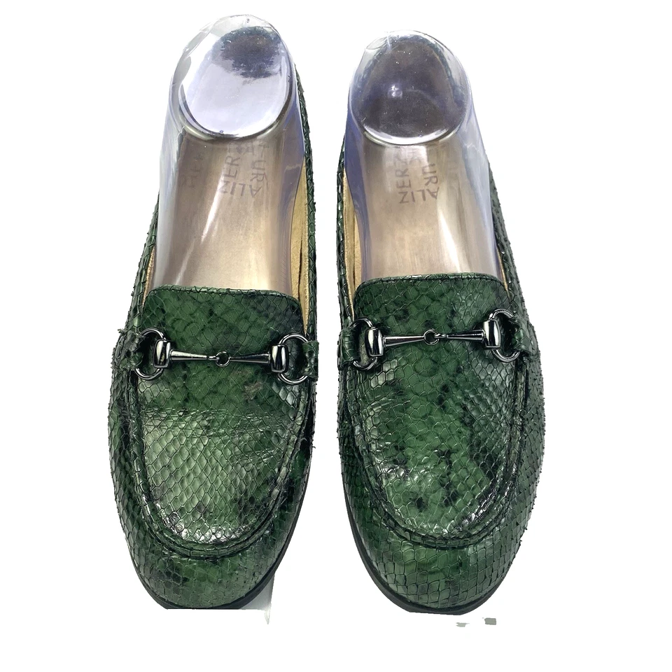 Mocasines Naturalizer Macey Para Mujer Talla 8 M Cuero Verde Estampado Serpiente Zapatos Foto 2 de 4