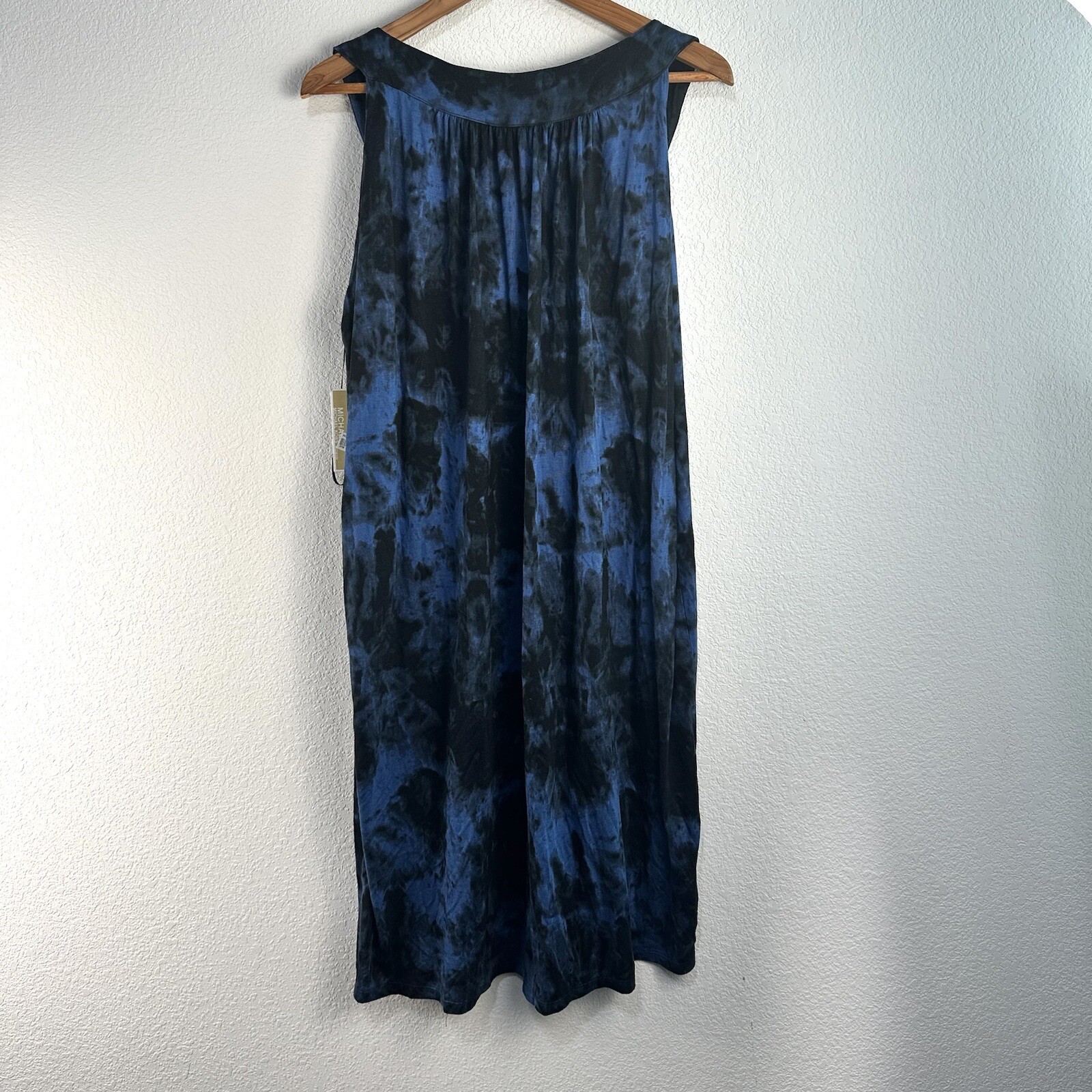 Michael Kors Tie Dye Washed Indigo Jersey Dress Sz 1X thumbnail 6