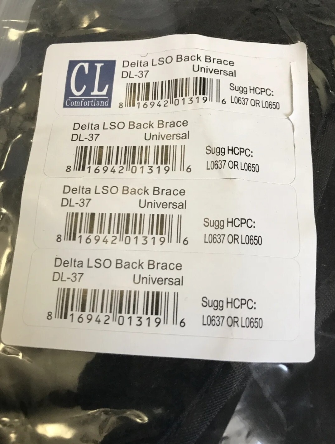 Comfortland Delta LSO Back Brace Universal DL 37 Size (25"68" waist