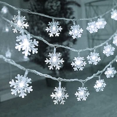 49ft 100 LED Christmas Snowflake Fairy String Lights Light Plug In Waterproof