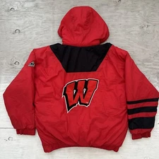 VTG 90s NCAA Apex University of Wisconsin Badgers 1/2 Zip Pullover Jacket Sz L