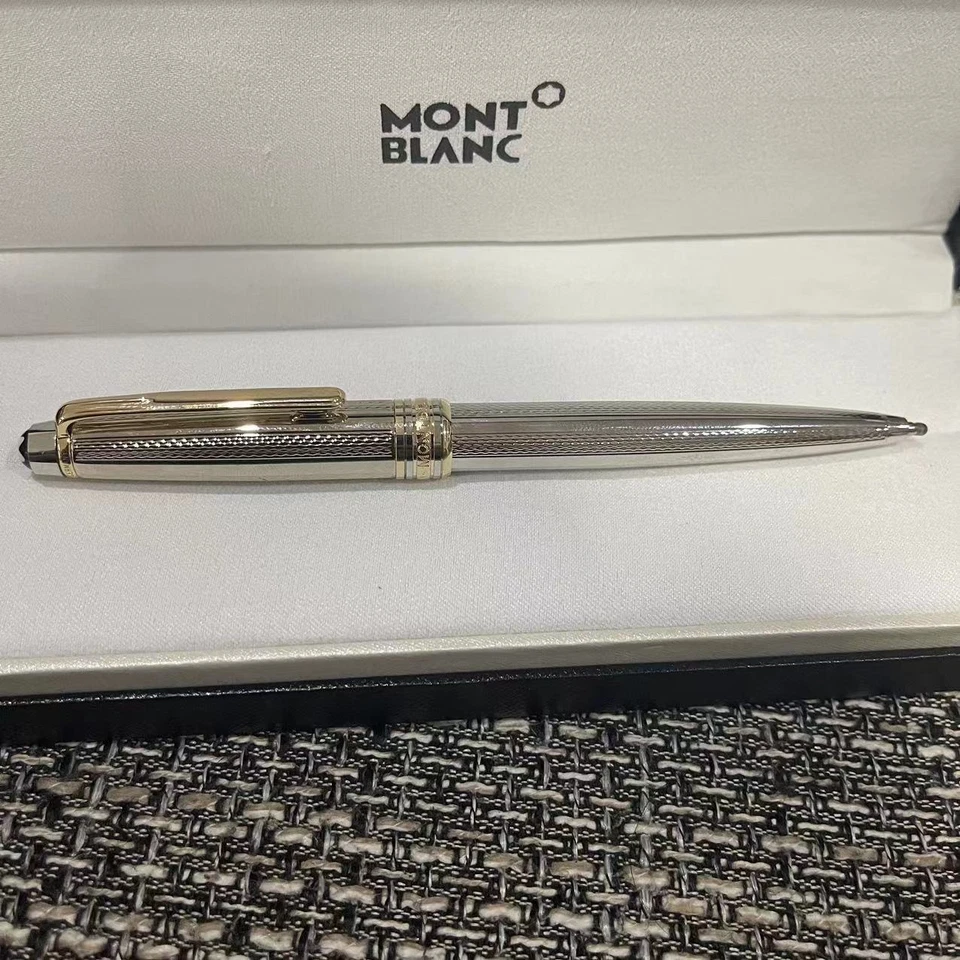 Новая серебристая металлическая шариковая ручка Montblanc 2866 Meisterstuck в форме сетки 164P - Изображение 2 из 4