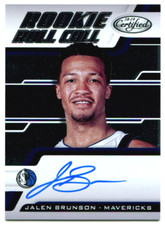 2018-19 Panini Certified Jalen Brunson Rookie Roll Call On Card Auto Knicks