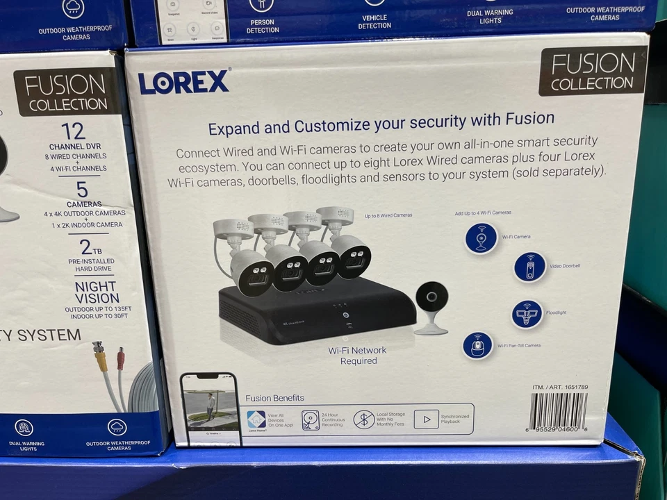 Lorex 12 Channel 4K 2TB Fusion DVR 5 Camera Security System w Dual Warning Light - Image 4 of 4