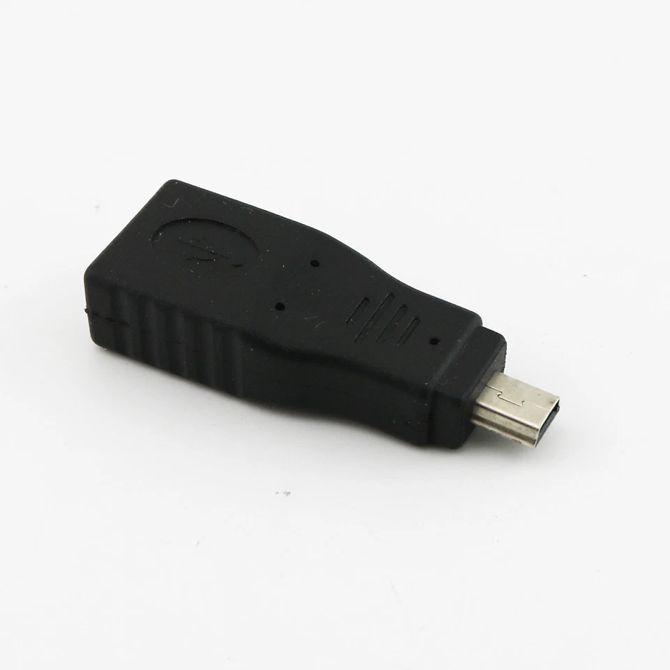 1pc USB 2.0 A Female to Mini USB B 5 Pin Male Plug OTG Converter Adapter Black - Image 2 of 4