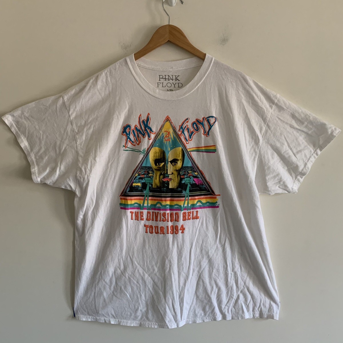 Men's Pink Floyd Division Bell 94 Tour White Tee Shirt