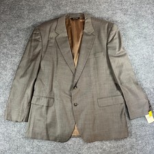 Jos A Bank 100 Wool Blazer Suit Jacket Mens 50R Brown Micro Check Two Button