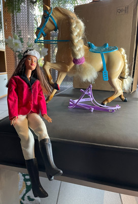 Vintage Reiter Barbie Horse Riding im Originaloutfit mit Pferd von 1999