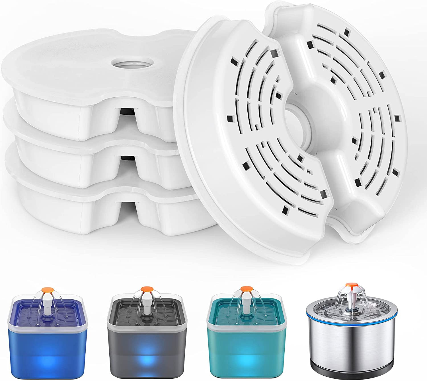 Sol Cat Water Fountain Filter Replacement Kit, Pet Drinking Fountain Filters, 4