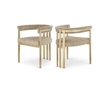 Marcello Beige Velvet Dining Chair, Set of 2