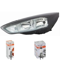 Scheinwerfer Rechts Schwarz H7/H1 FüR Ford Focus III Turnier Inkl. Osram Lampen