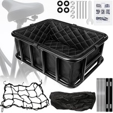 Bike Basket Rear, Bicycle Basket with Liner Bag, Waterproof Cover  Cargo Net...