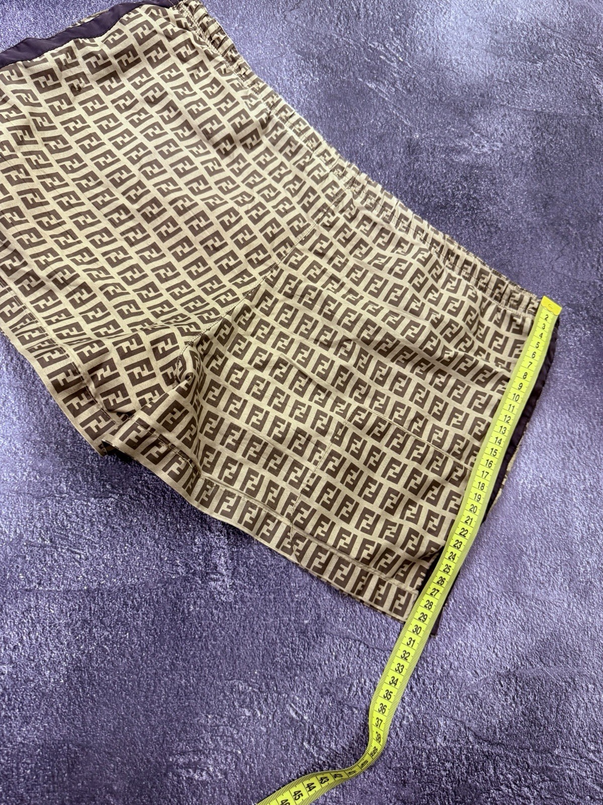 Vintage Fendi Zucca Monogram Swim Shorts Trunks Brown FF Logo IT 46 US Small thumbnail 11