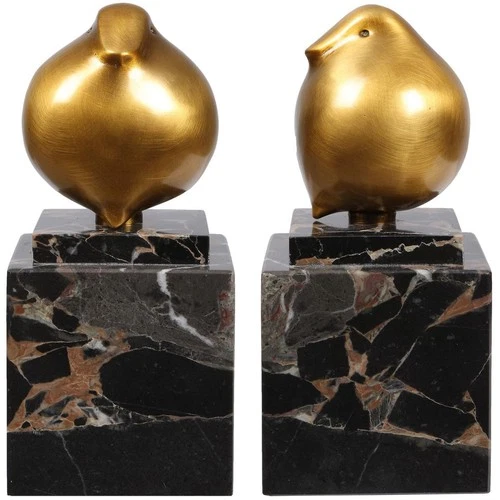 Uttermost 18301 Golden Finch Brass and Black Marble Bird Figurines, Set of 2 - Picture 2 of 6