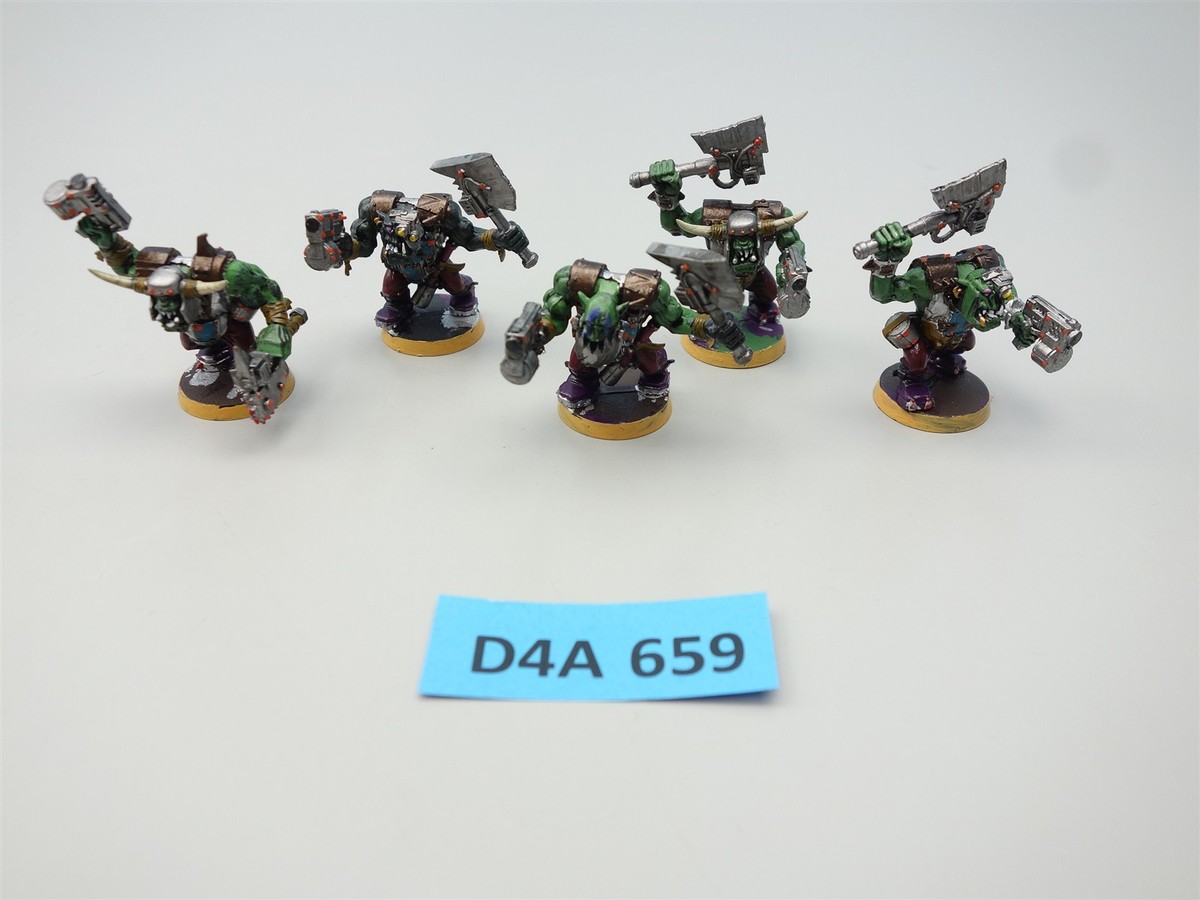 Warhammer 40k Ork, Orks - 5x Nobz (painted Assault on Black Reach