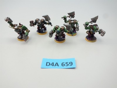 Warhammer 40k Ork, Orks - 5x Nobz (painted Assault on Black Reach