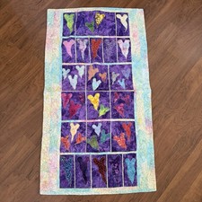 Heart Quilt Handmade Applique Wall Decor 57"x31" Vintage Charming Colorful Boho