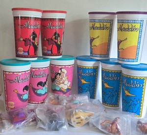 20 Piece 1992 Burger King Aladdin Collectible Drinking Cups And Figurines