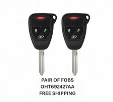 2 Pcs 2005-2007 Chrysler 300 Keyless Entry Remote Car Key Fob OHT692427AA