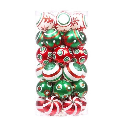 30Pcs 60mm Christmas Tree Pendant Contrast Color Theme Glittering Ball Baubles