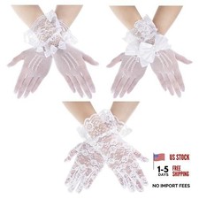 3 Pairs White Lace Gloves, 3 Styles Tea Party Gloves for Women  Vintage Mesh