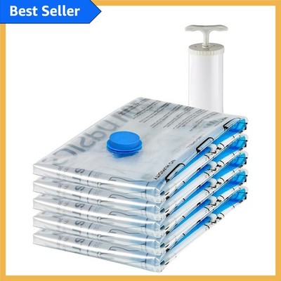 Clear Vacuum Storage Bags with Hand Pump - Large Size, 5 Pack for Easy Packing
