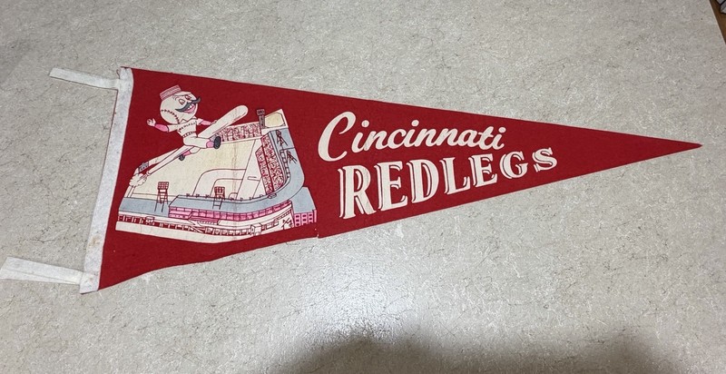 Vintage - 1950’s CINCINNATI REDLEGS - MLB Baseball - Full Size Felt Pennant