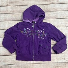 Disney Hannah Montana Purple Zip Hoodie Jacket Girls Size 7/8 Embroidered Pocket