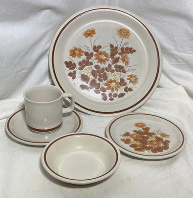 Vntg Ekco Eterna Camelot Ceramic Tea Cup Saucer Mini Bowl Plate Cream