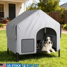 Large Outdoor Dog House Waterproof Durable Elevated Dog Kennel Easy Setup New