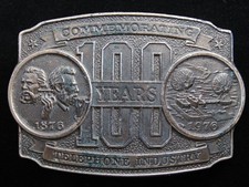 RF05106 VINTAGE 1976  COMMEMORATING 100 YEARS TELEPHONE INDUSTRY  BELT BUCKLE