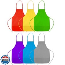 CHRORINE 6 Pack Multicolor Kids Painting Apron Bulk Toddler Art Aprons for Ki