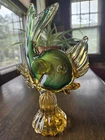Vintage Murano Sommerso Glass Koi Green Gold W/ Gold Flecks