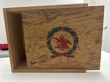 Vintage Anheuser-Busch Wooden Sliding Lid Christmas Beer Gift Box Budweiser