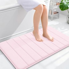 OLANLY Memory Foam Bath Mat 36x24, Super Soft Absorbent 36" X 24", Pink