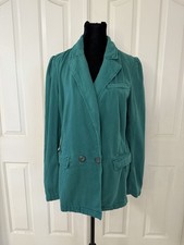 Free People Tencel Blazer Puff Sleeve Double Breasted Preppy Boho Women s XS