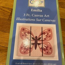 CoCaLo Baby Emilia 3 Piece Canvas Art Butterfly Pink 6 x16 each piece