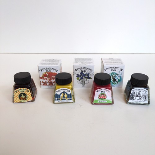 Winsor & Newton Artist Drawing Ink Set OF 7 Colors 14ML Bottle NEW