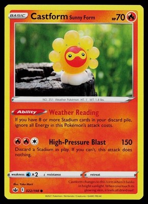CASTFORM SUNNY FORM 022/198 COMMON CHILLING REIGN POKEMON NM