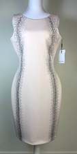 NWT Calvin Klein Blush Fitted Sparkle Trim Pencil Dress Women's 6 Flattering