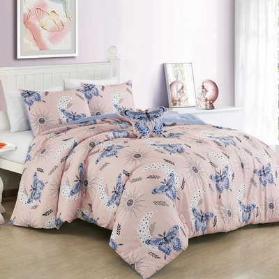 Butterfly Kids Comforter Set Full/Queen Size Kids Blush Pink Comforter Set