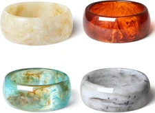 4Pcs Acrylic Big Bangle Bracelets for Women, Colorful Geometric Chunky Resin Ban