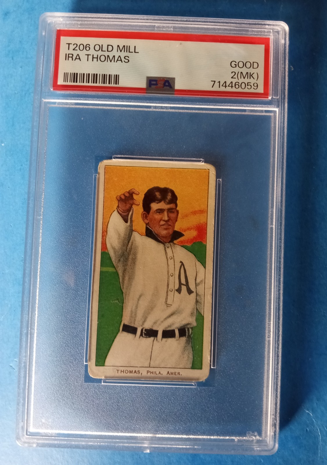 1909 T206 - Ira Thomas - Old Mill PSA 2 graded - Athletics WS champs 🏆